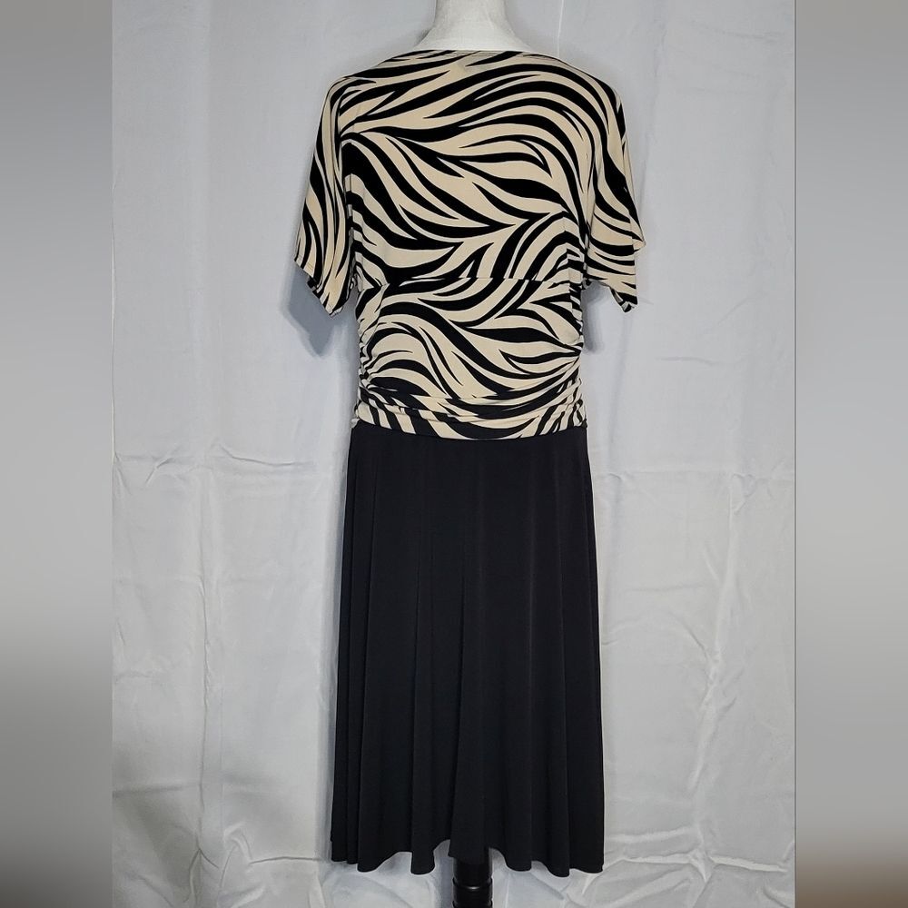 Enfocus Womens Black/Tan Formal Pleated Midi Dress Size Medium/Large EUC - Picture 4 of 6
